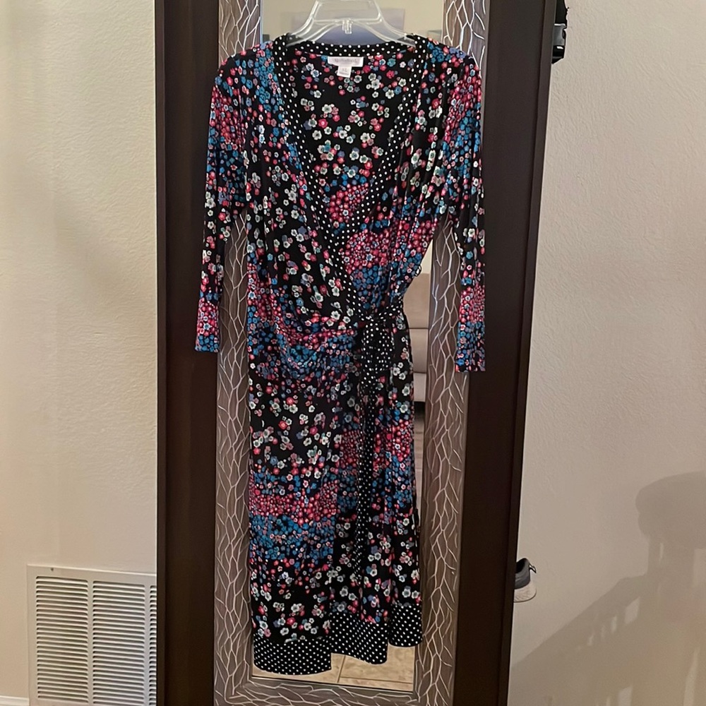 Motherhood maternity Faux wrap flower maternity dress